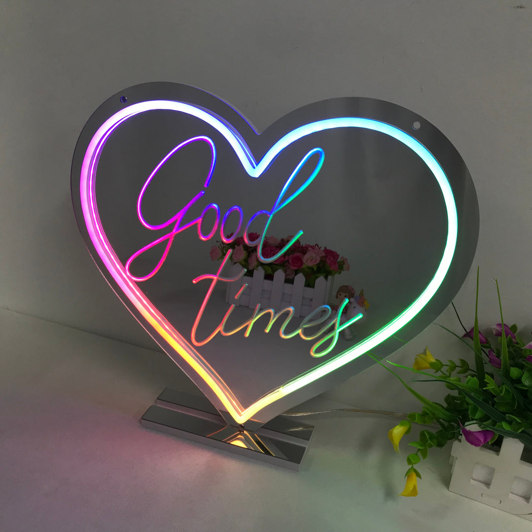 "Good Times, Dreamy Color Changing" Mirror Neon Sign