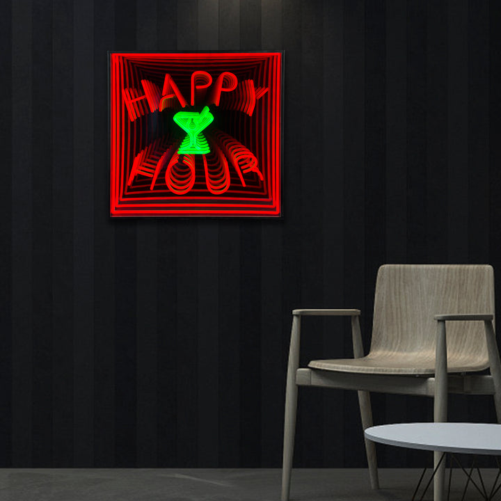 "Happy Hour" 3D Infinity LED Neon Sign