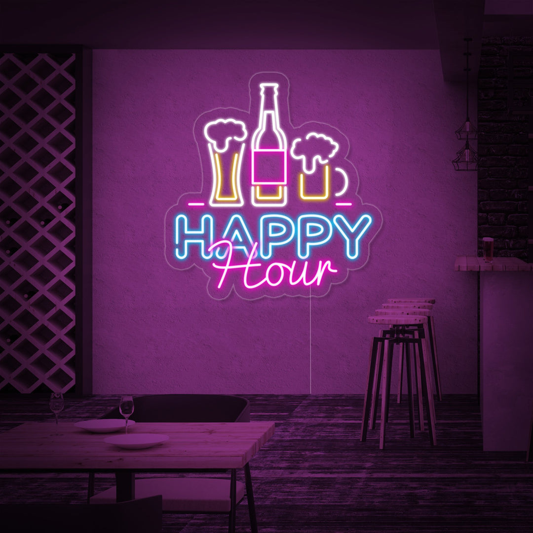 "Happy Hour Bar" Neon Sign
