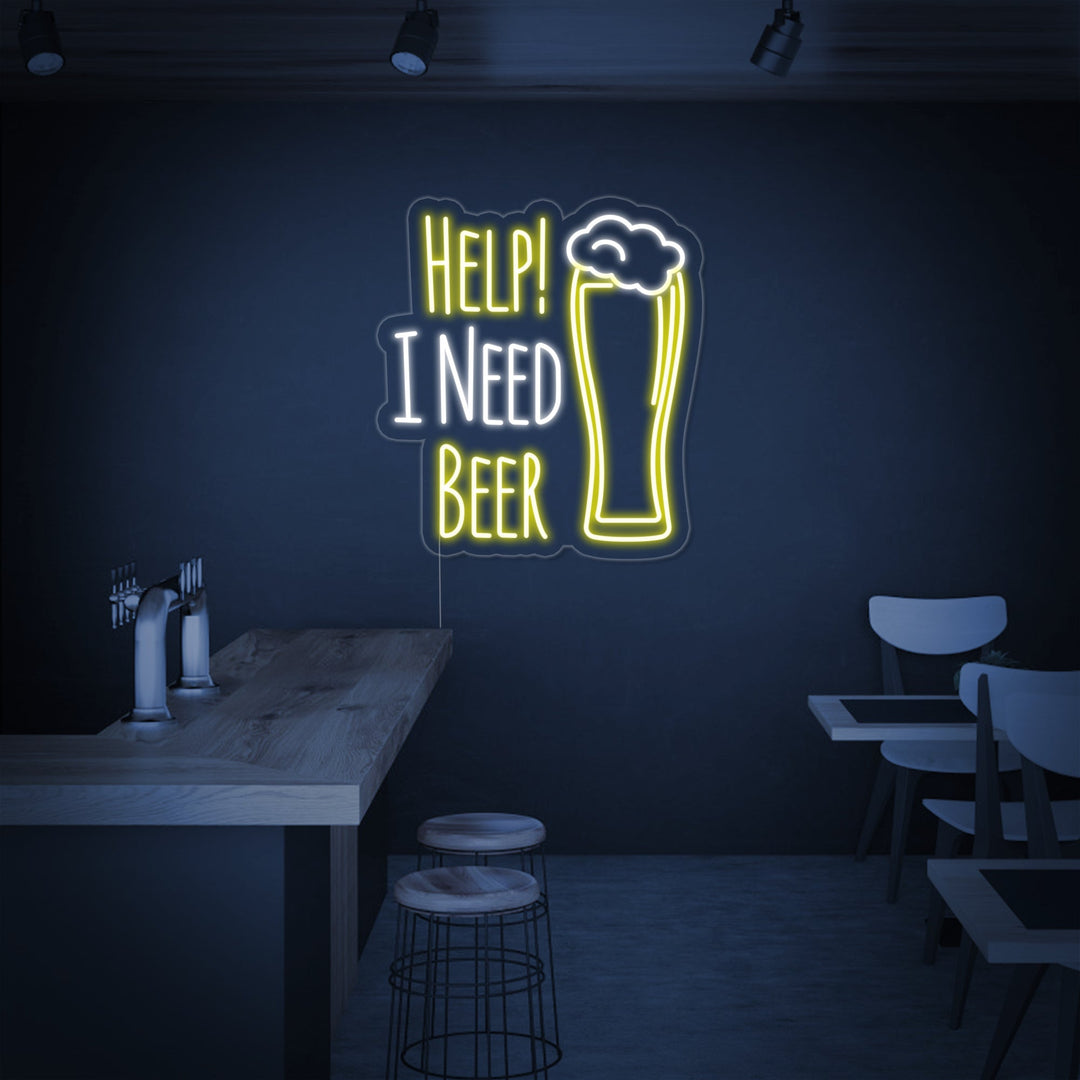 Help I Need Beer Neon Sign