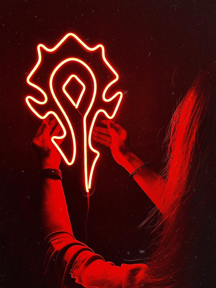 Horde Symbol Neon Sign, Gaming Wall Art