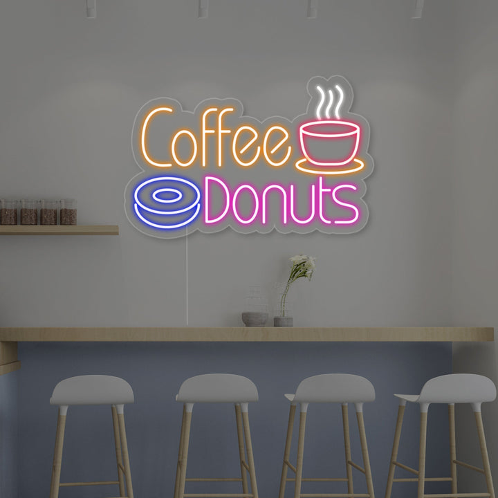 "Hot Coffee Donuts" Neon Sign