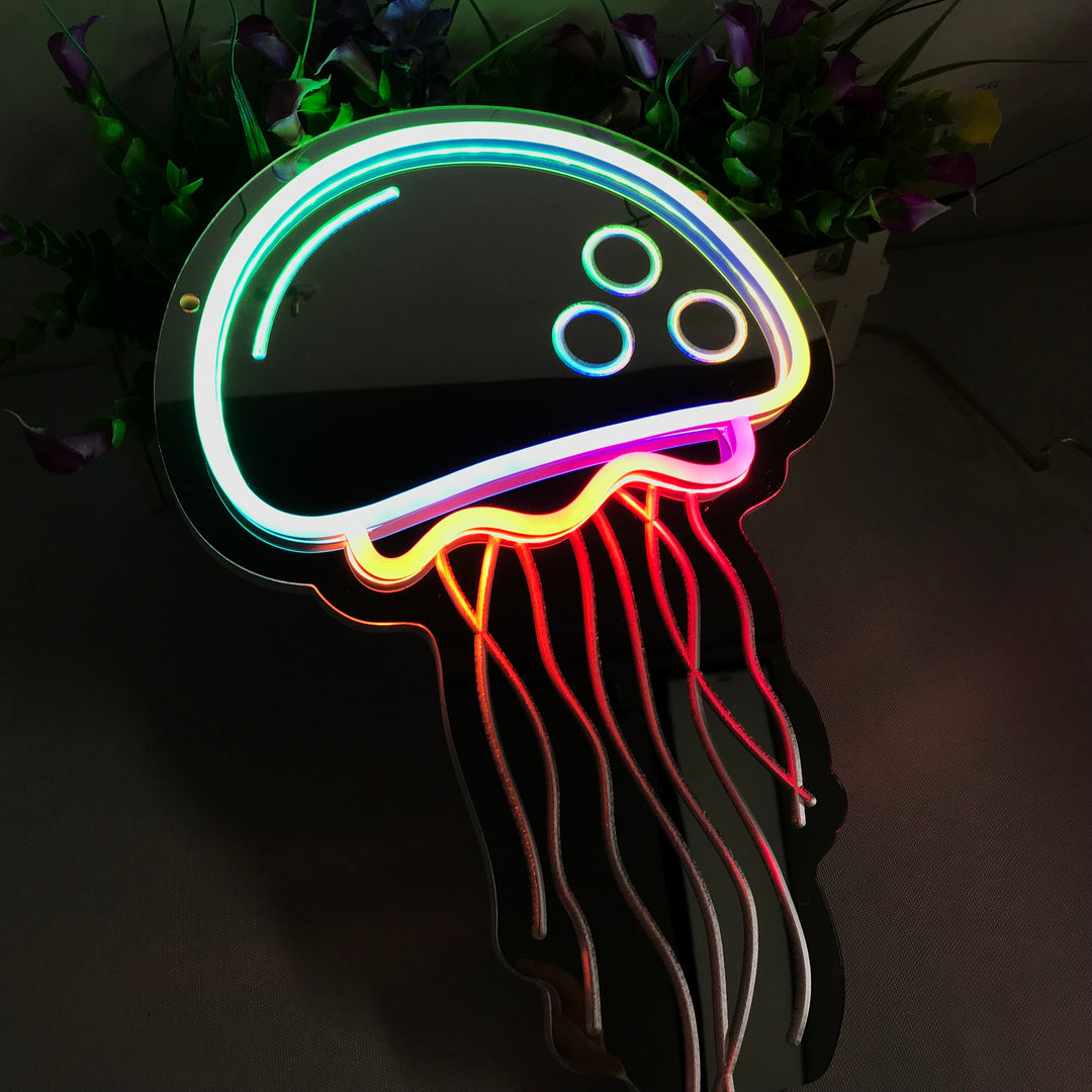 "Jellyfish, Dreamy Color Changing" Mirror Neon Sign