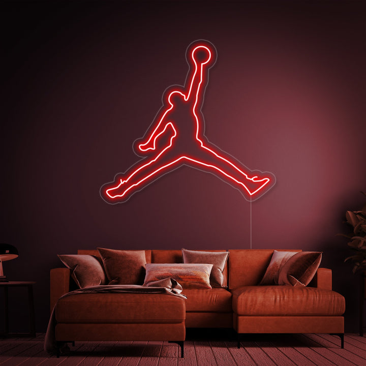 Basketball Jump Dunk Silhouette Neon Sign
