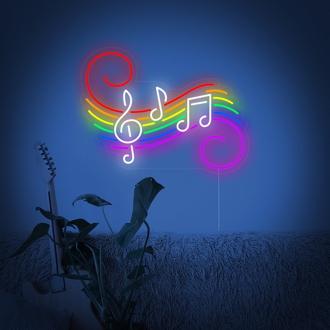 LGBT Music Notes Rainbow Neon Sign