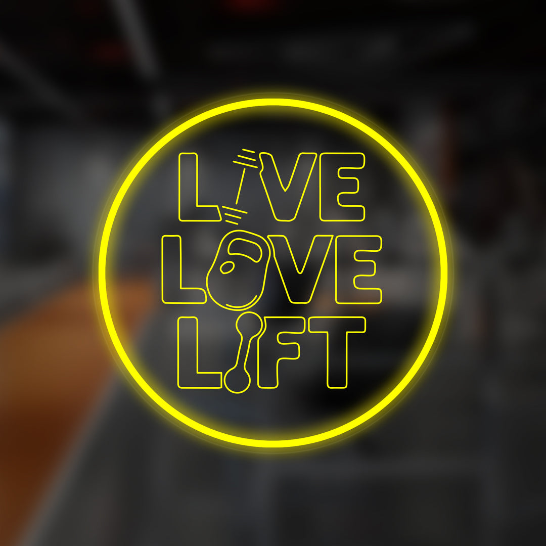 "Live Love Lift Home" Mini Neon Sign, Fitness Neon Sign