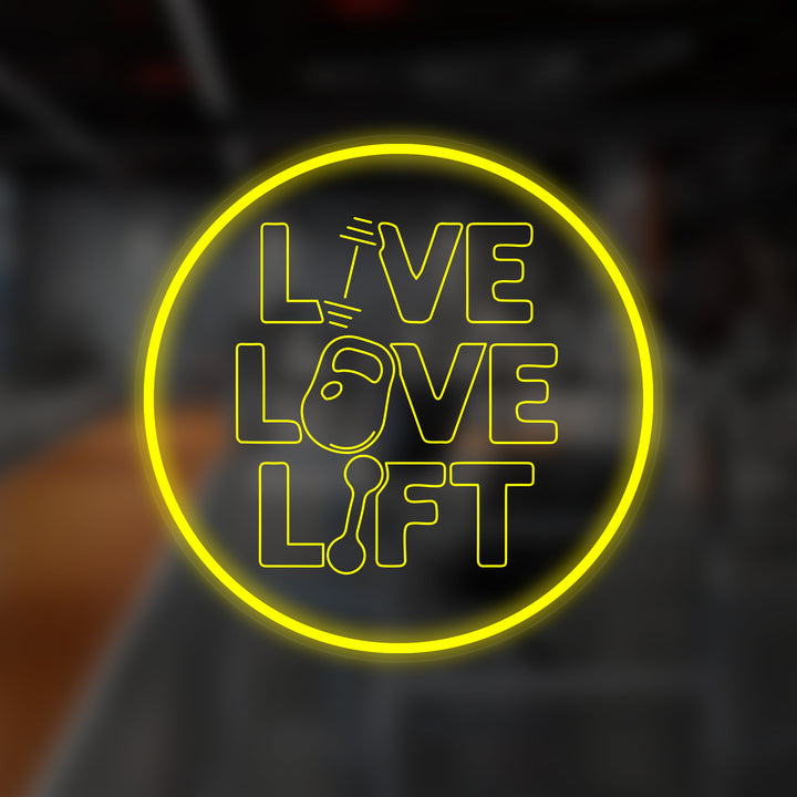 "Live Love Lift Home" Mini Neon Sign, Fitness Neon Sign