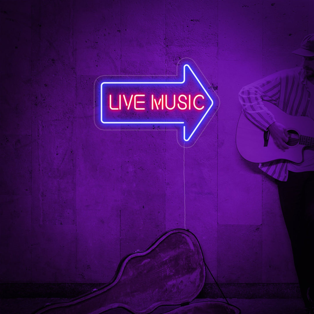 "Live Music Arrow" Neon Sign