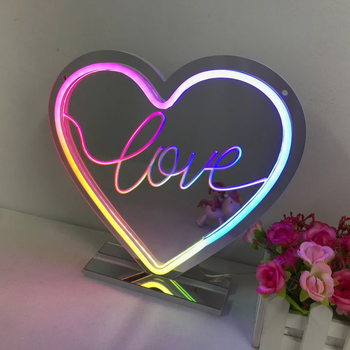"Love, Dreamy Color Changing" Mirror Neon Sign