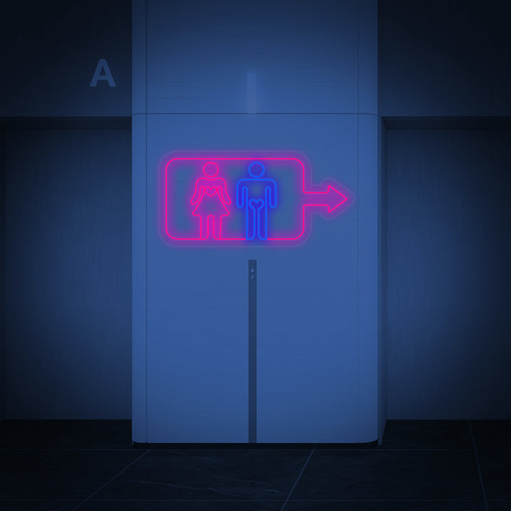 "Men Women Toilet Washroom Wall" Neon Sign