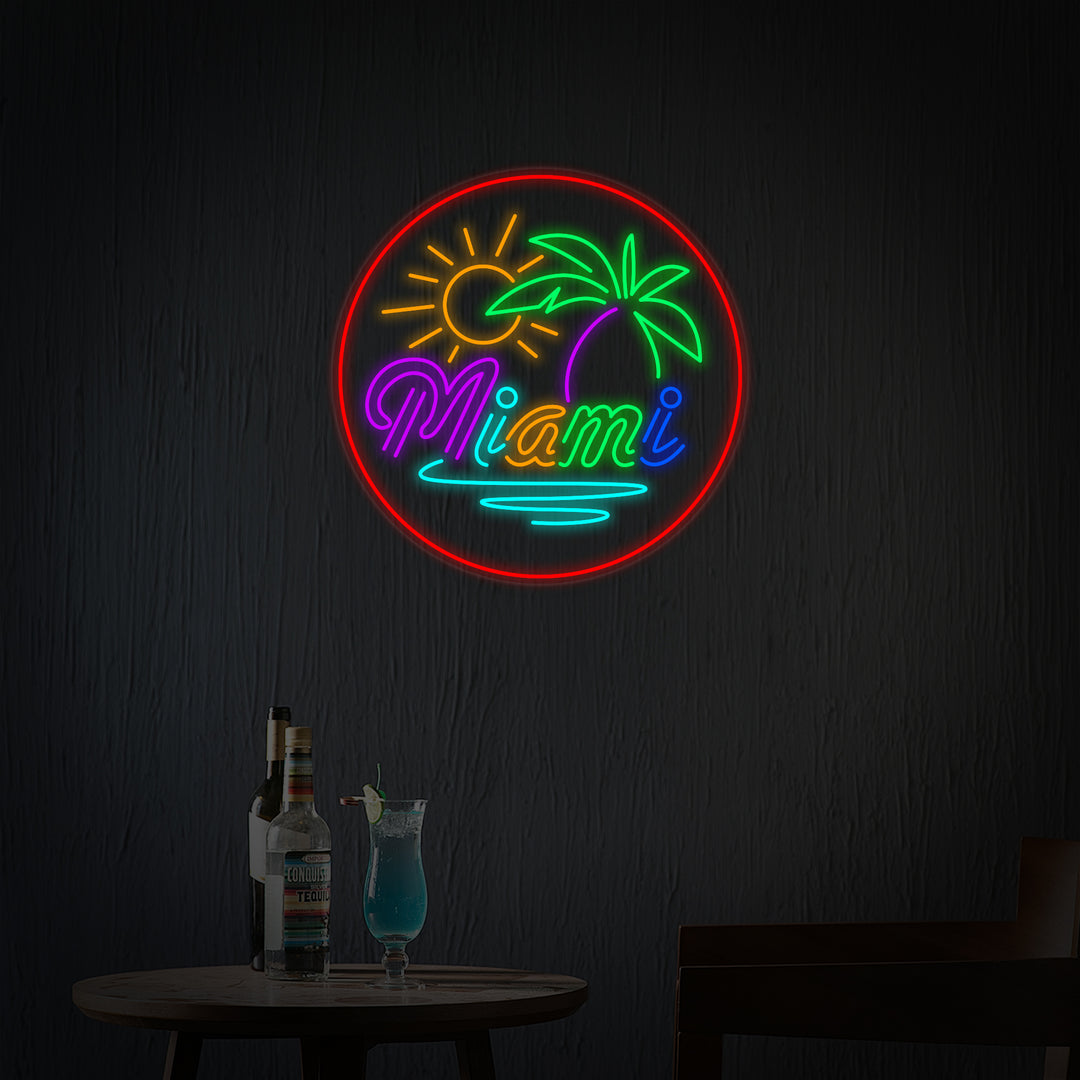 "Miami Florida Beach Bar" Neon Sign