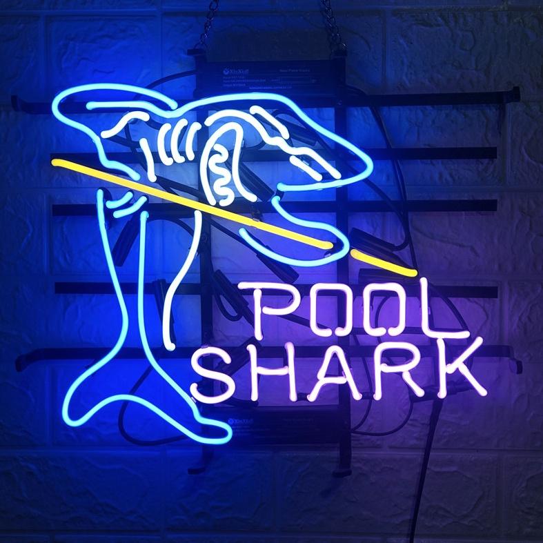 "New Pool Shark Billiards Gameroom" Neon Sign