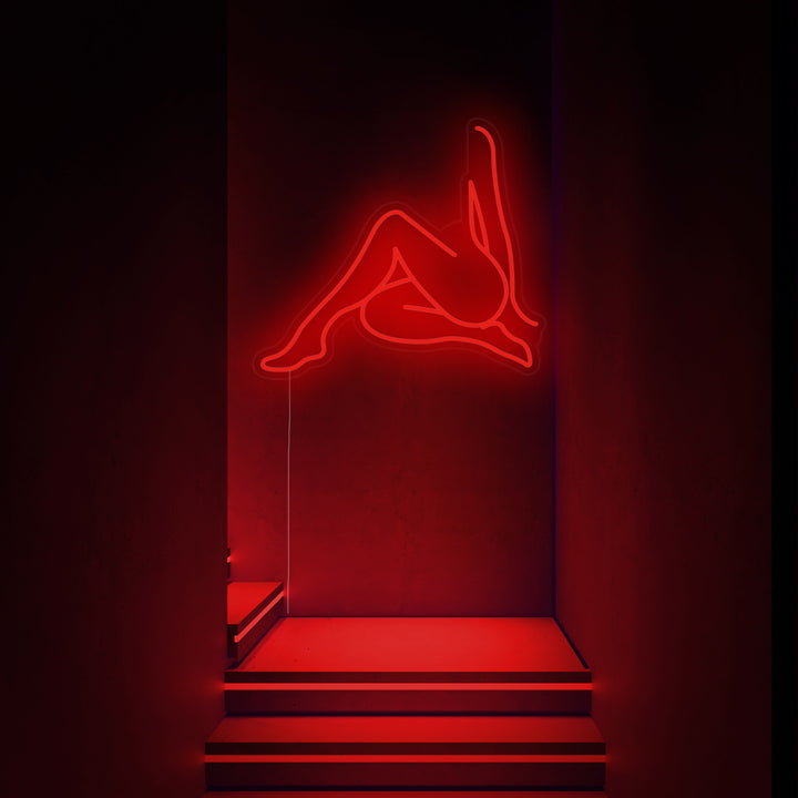 "Nude Girl Sitting in An Elegant Pose" Neon Sign
