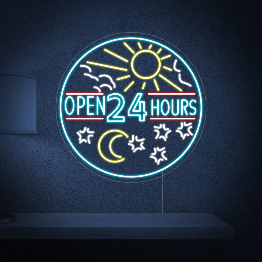 "Open 24 Hours" Neon Sign