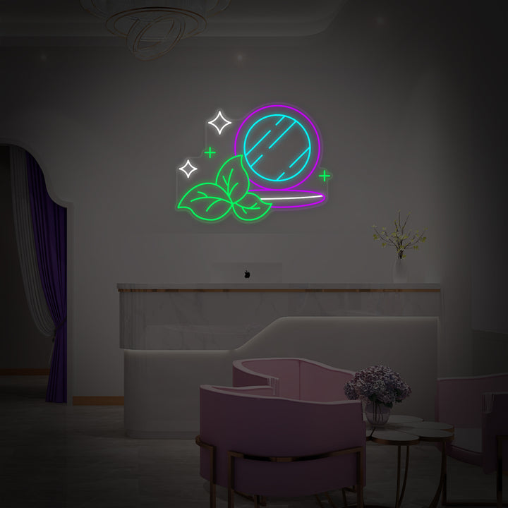 "Organic Cosmetics Makeup Powder" Neon Sign