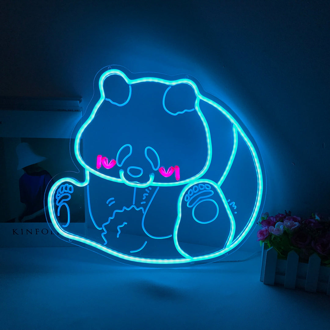 "Panda, Cartoon" Mini Neon Sign