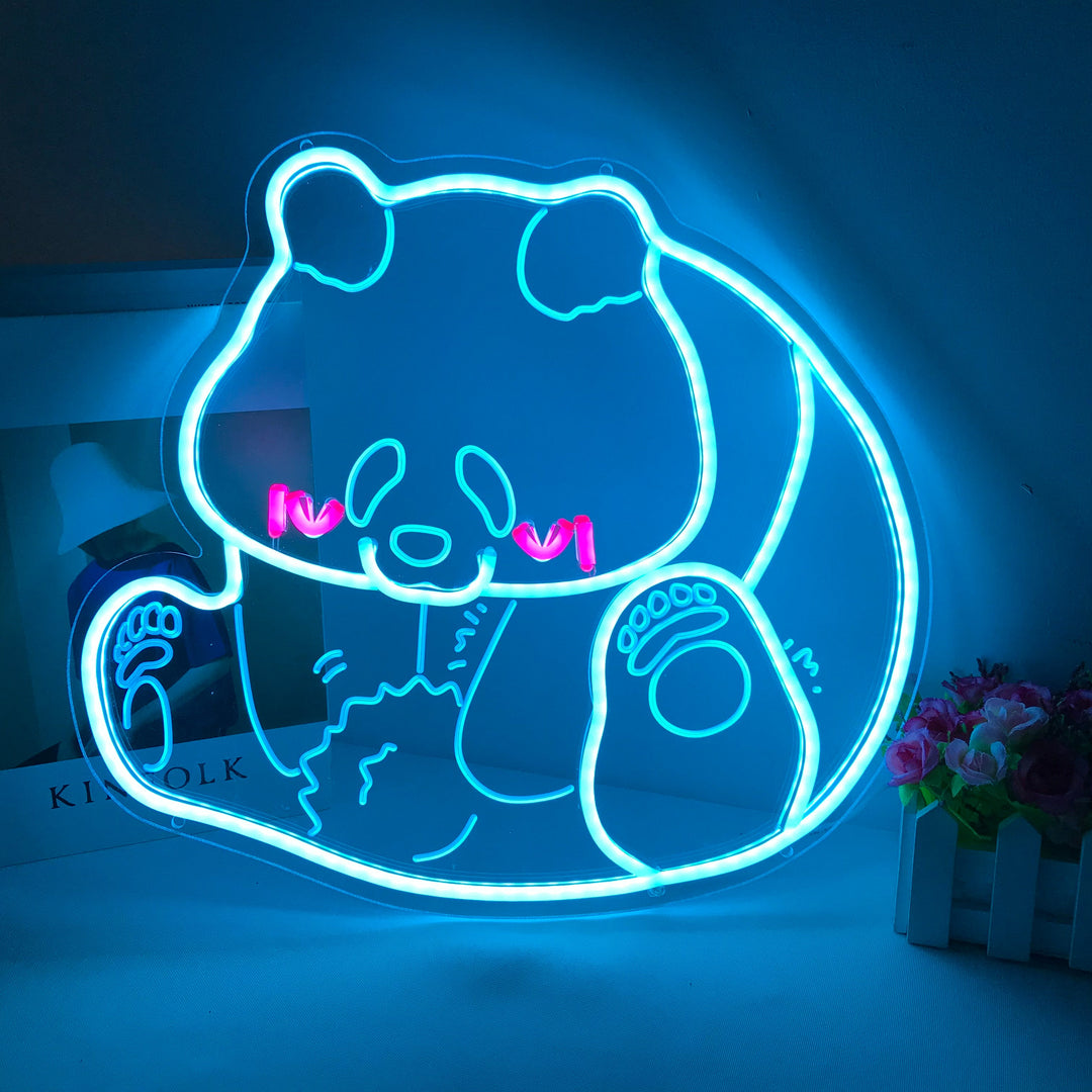 "Panda, Cartoon" Mini Neon Sign