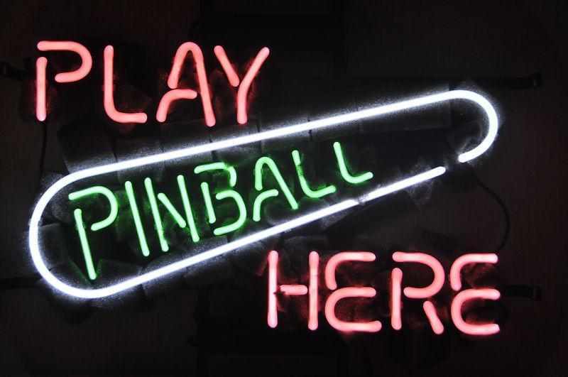 "Play Pinball Here Game Room" Neon Sign