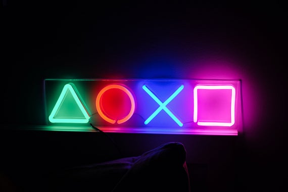 "Play Gaming Station Geometry" Neon Sign