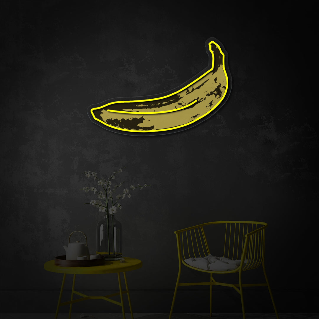 "Pop Art Banana, Famous Artist's Painting" UV Print LED Neon Sign