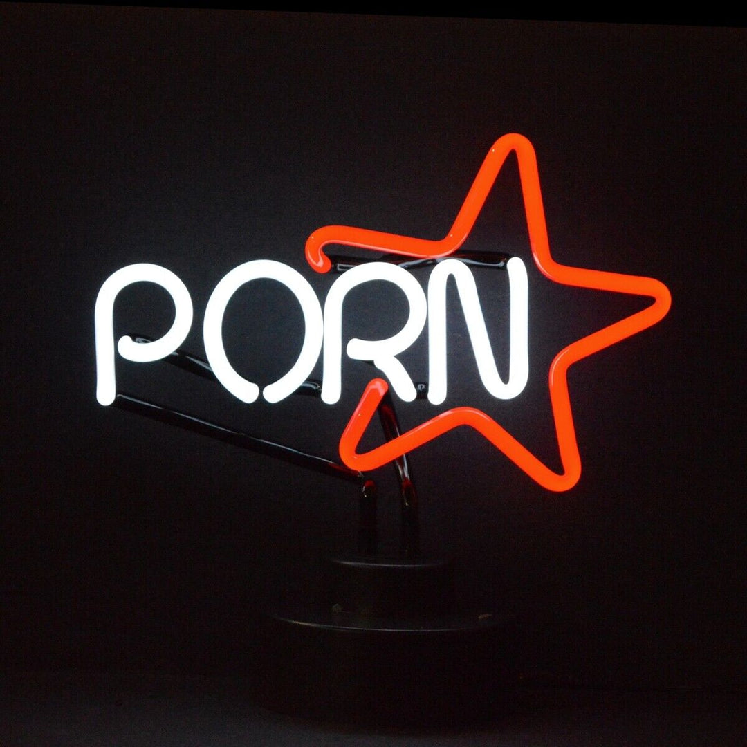 "Porn Star" Table Neon Sign, Glass Neon Sign