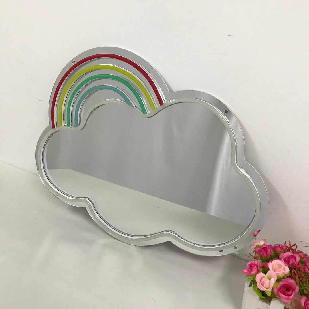 "Rainbow Cloud, Dreamy Color Changing" Mirror Neon Sign