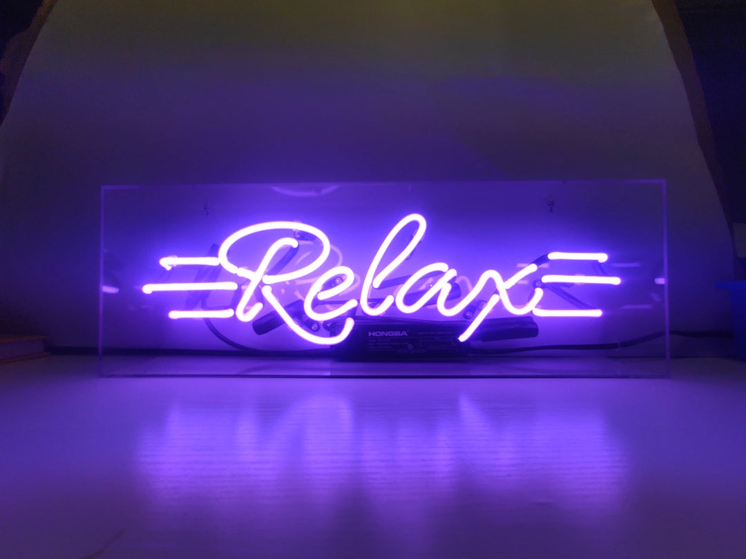 "Relax" Acrylic Box Neon Sign, Glass Neon Sign, Table Neon Sign