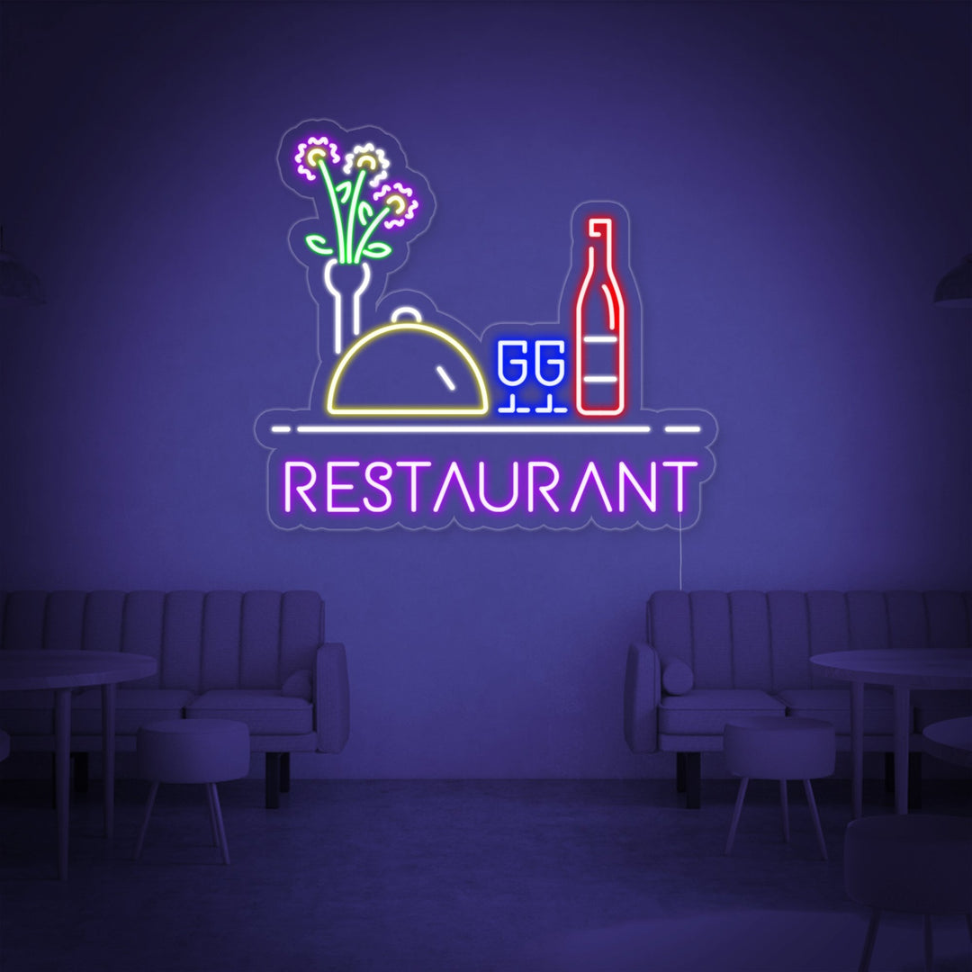 "Restaurant Wine Food" Neon Sign