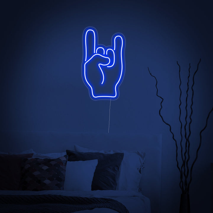 "Rock Hand" Neon Sign