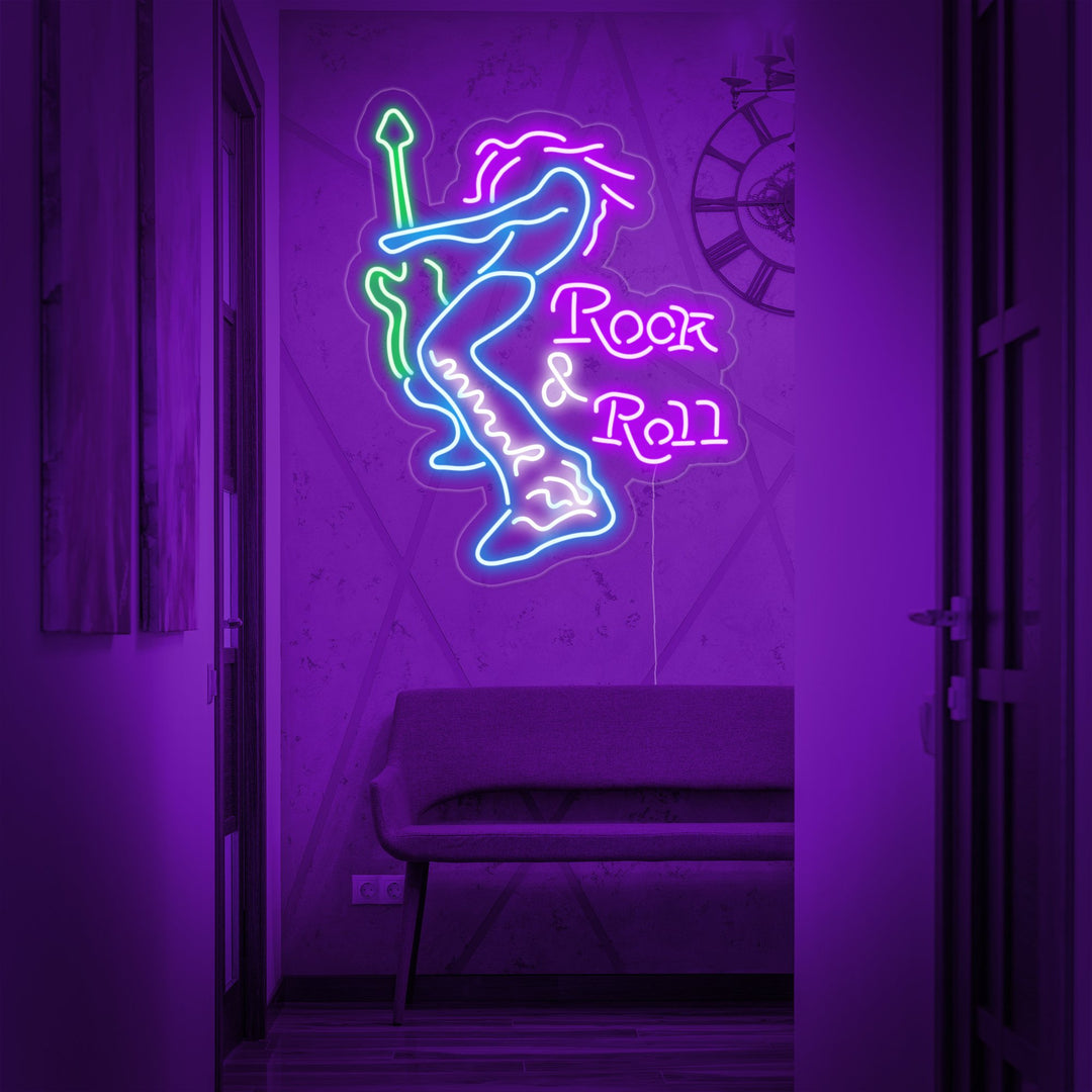 "Rock Roll Electric Guitar Player" Neon Sign