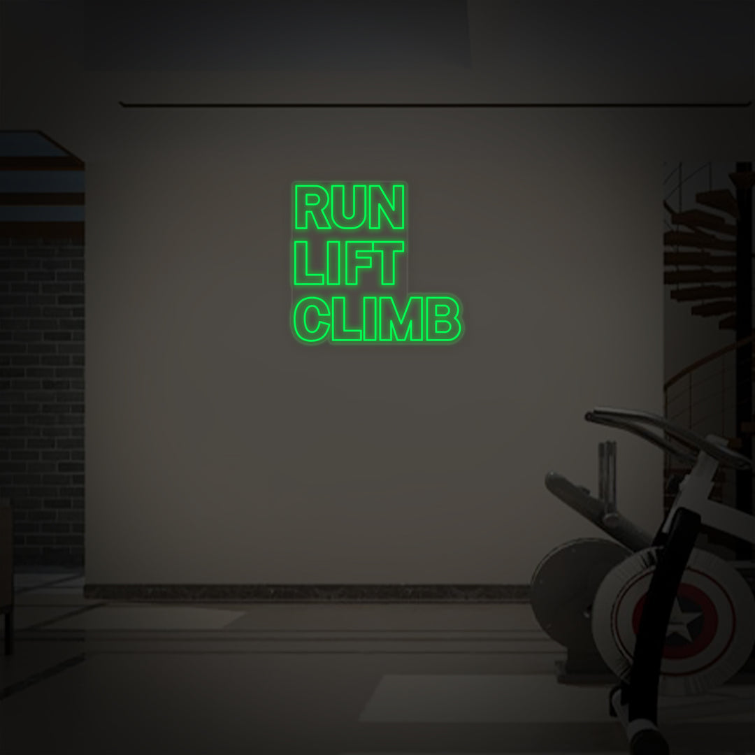 "Run Lift Climb Fitness" Neon Sign