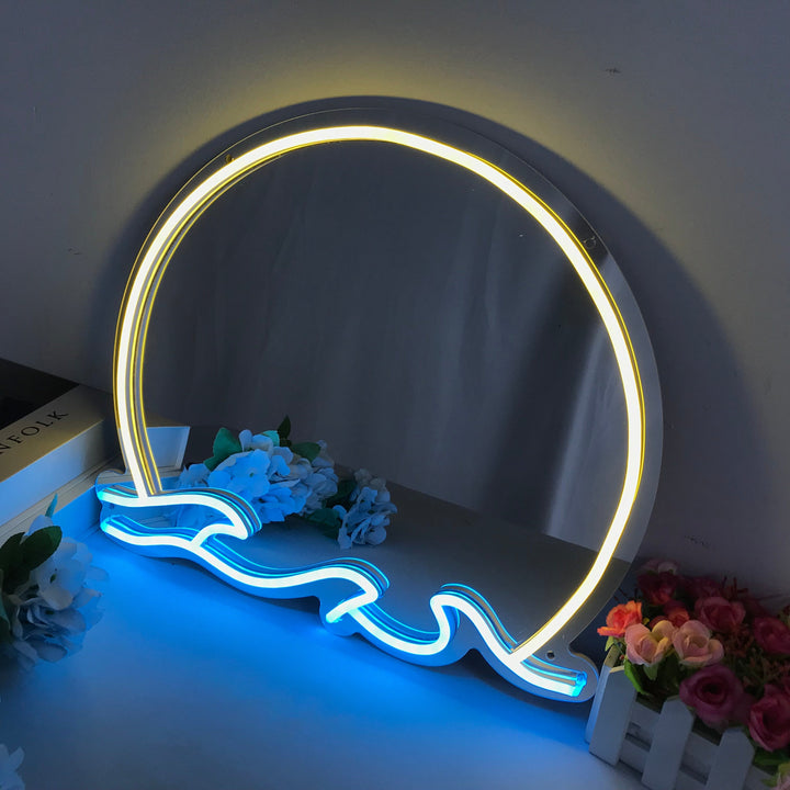 "Sea Sunset Sunrise Wave, Dreamy Color Changing" Mirror Neon Sign
