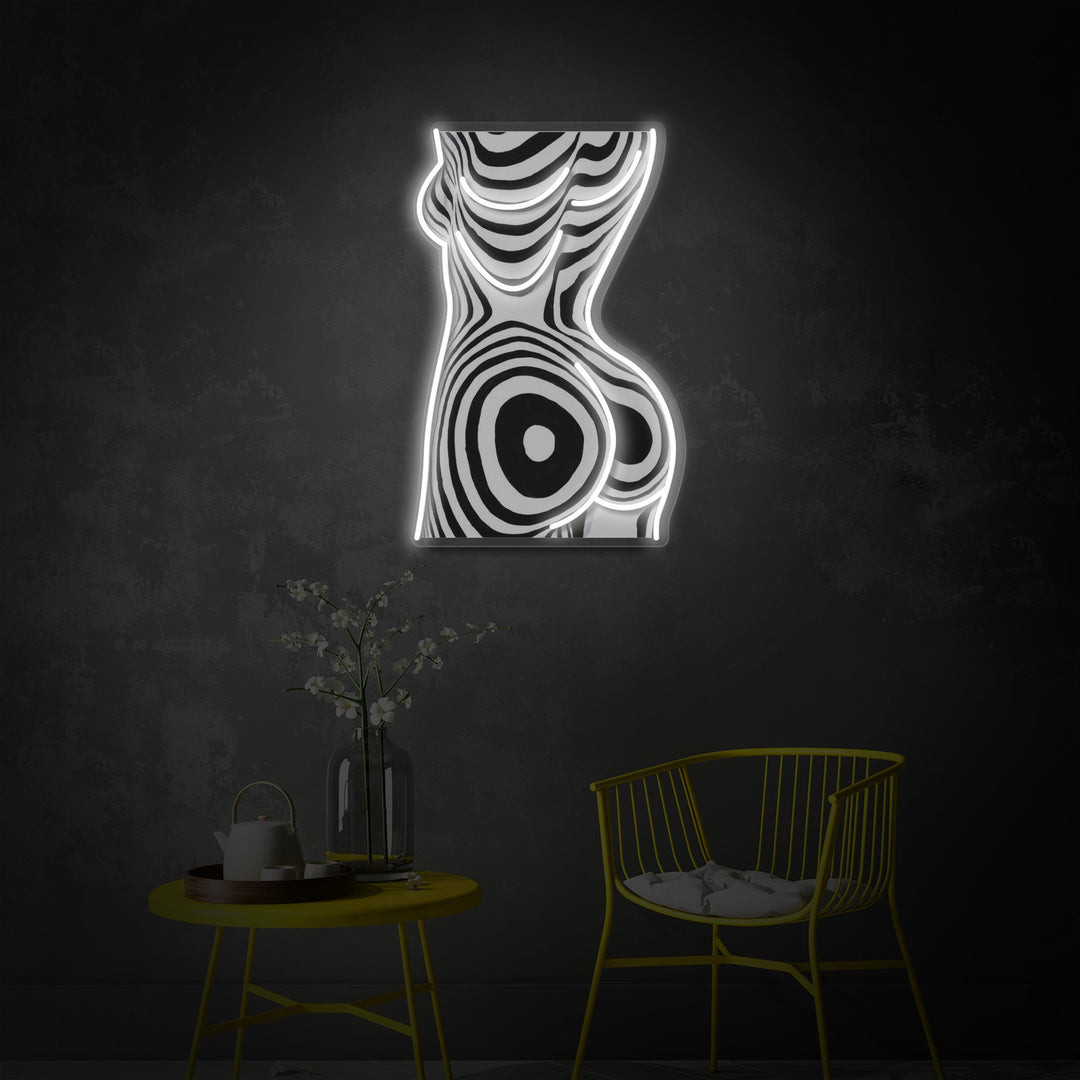 "Sensual Zebra, Woman Body" UV Print LED Neon Sign