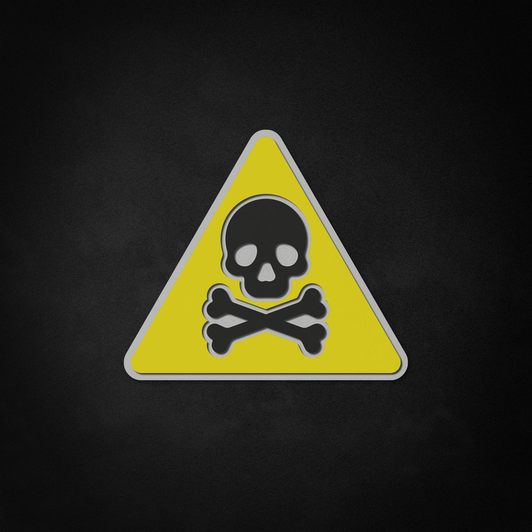 "Skull And Crossbones, Triangle Warning Symbol" Neon Like Sign