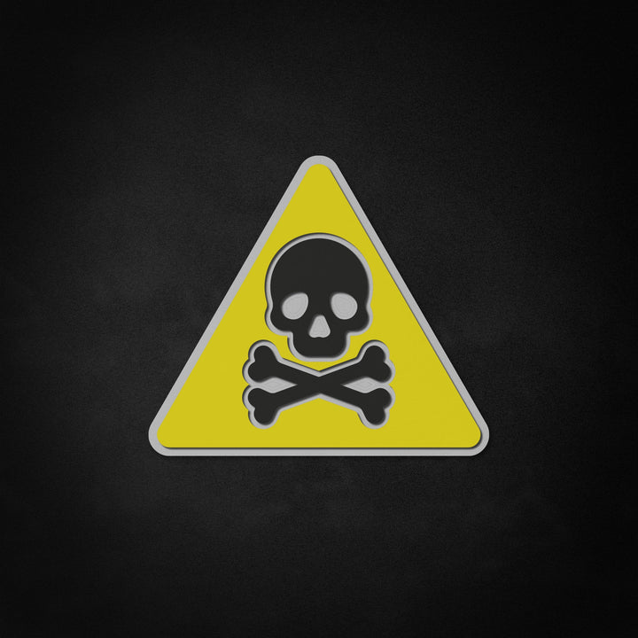 "Skull And Crossbones, Triangle Warning Symbol" Neon Like Sign