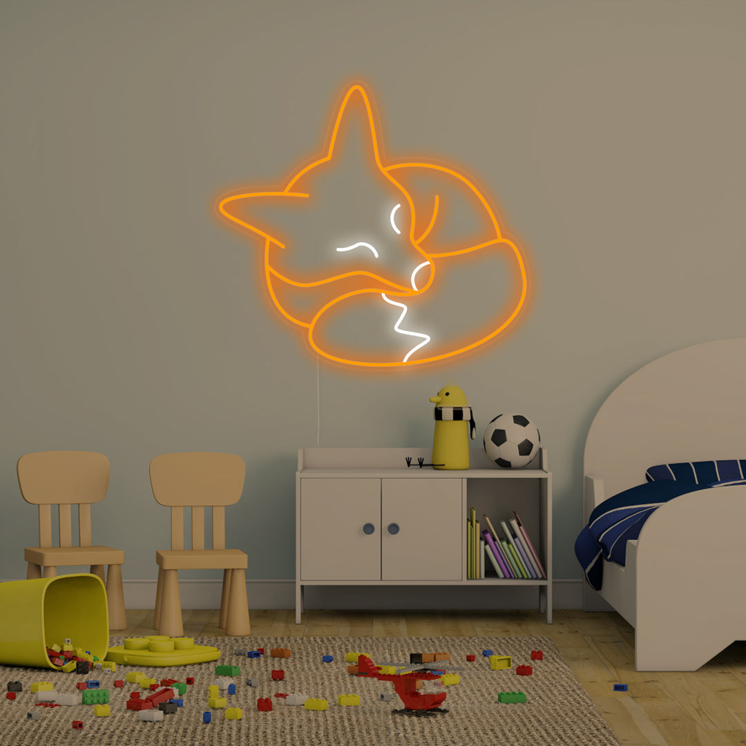 Sleeping Fox Neon Sign, Kids Room Decor