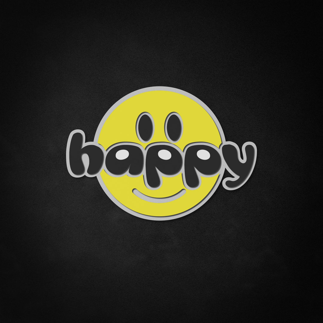 "Smile, Happy Lettering" Neon Like Sign