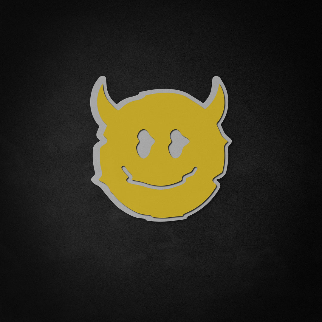 "Smile Melt Face With Devil Horns" Neon Like Sign