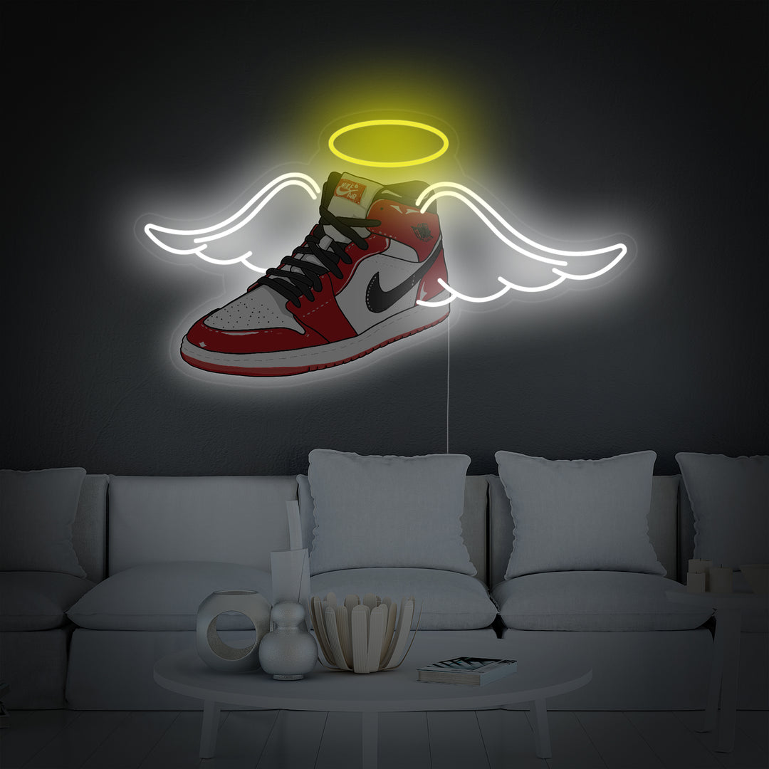 "Sneakers Shoes with Wings UV Print" Neon Sign
