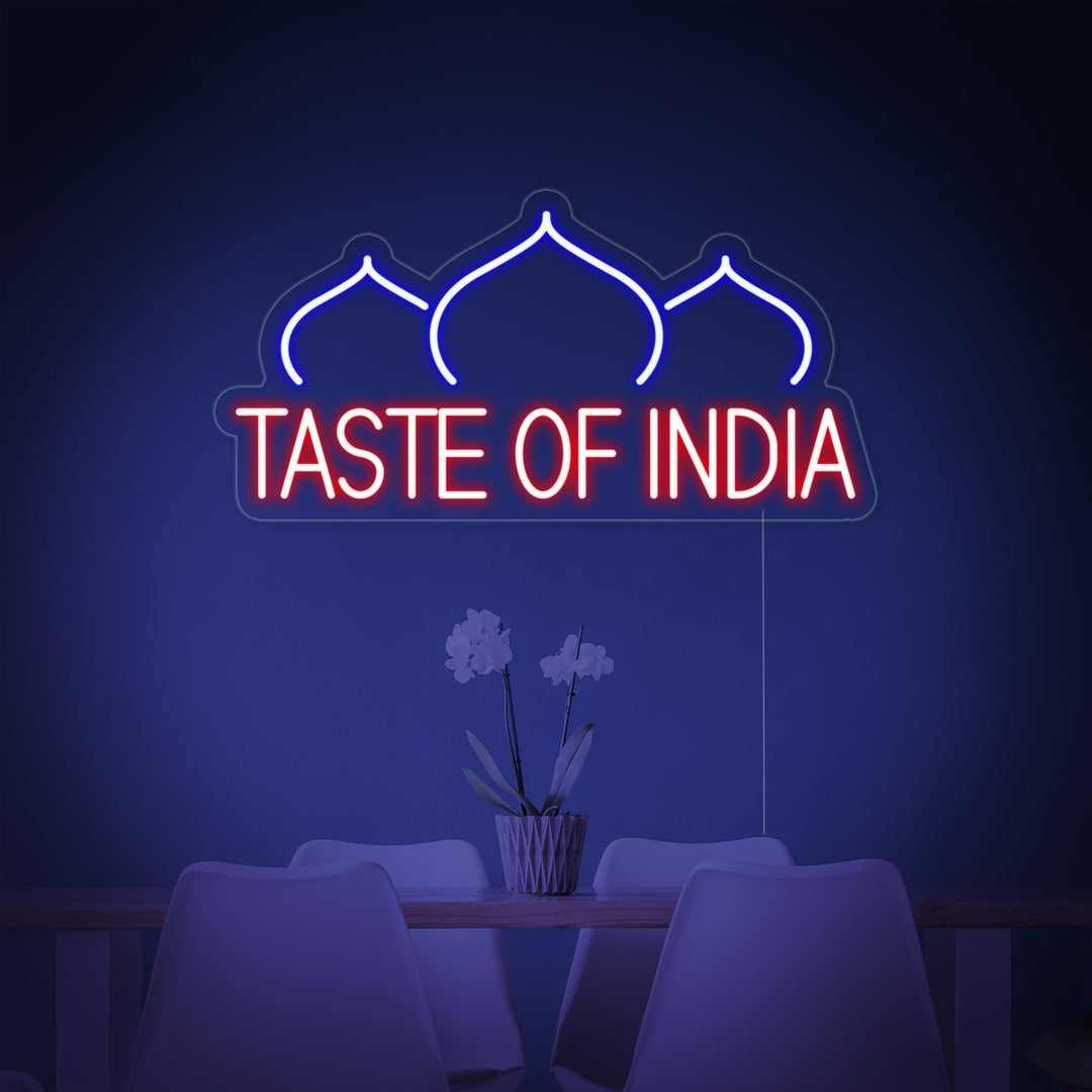 "TASTE OF INDIA RESTAURANT" Neon Sign