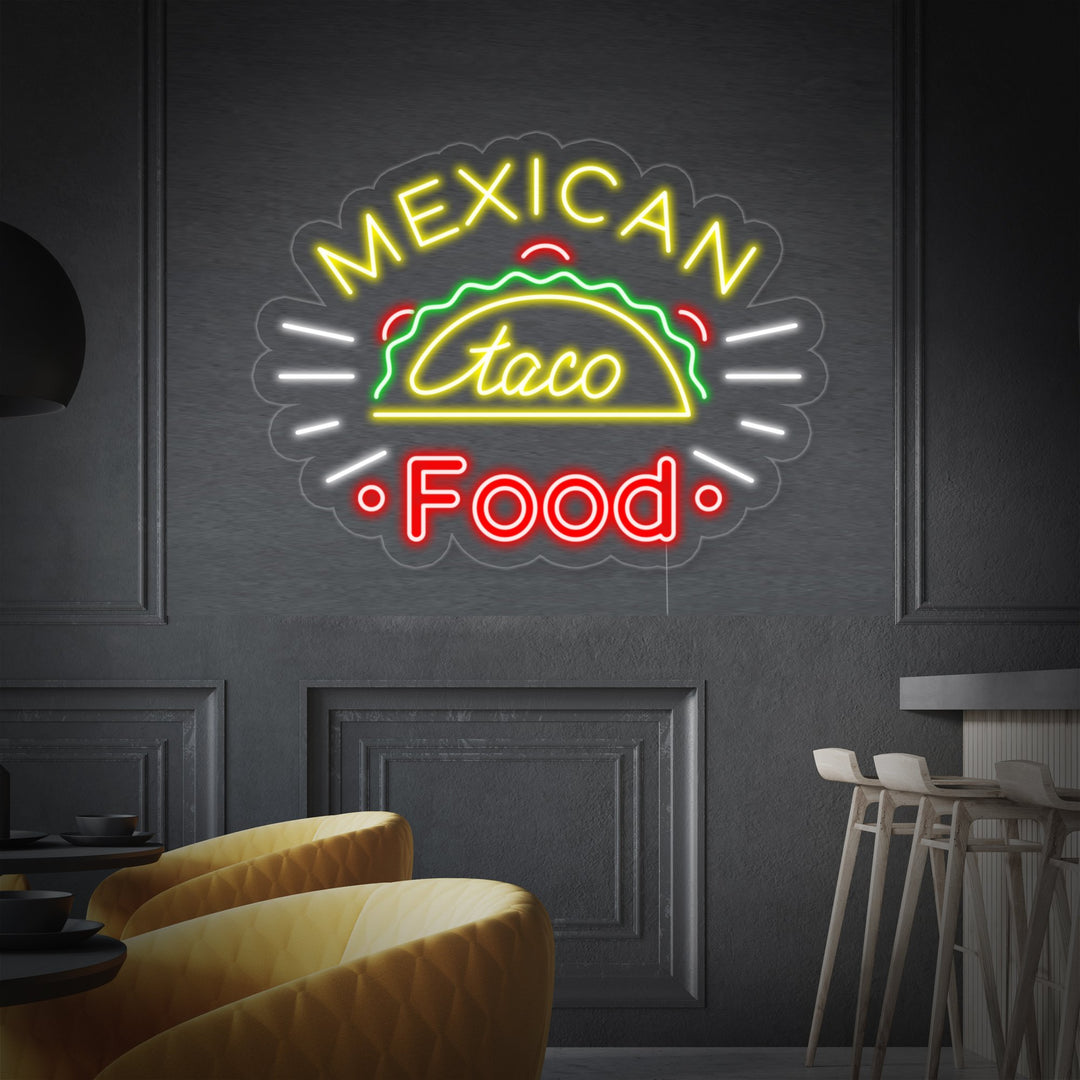 "Taco on Mexican Food" Neon Sign