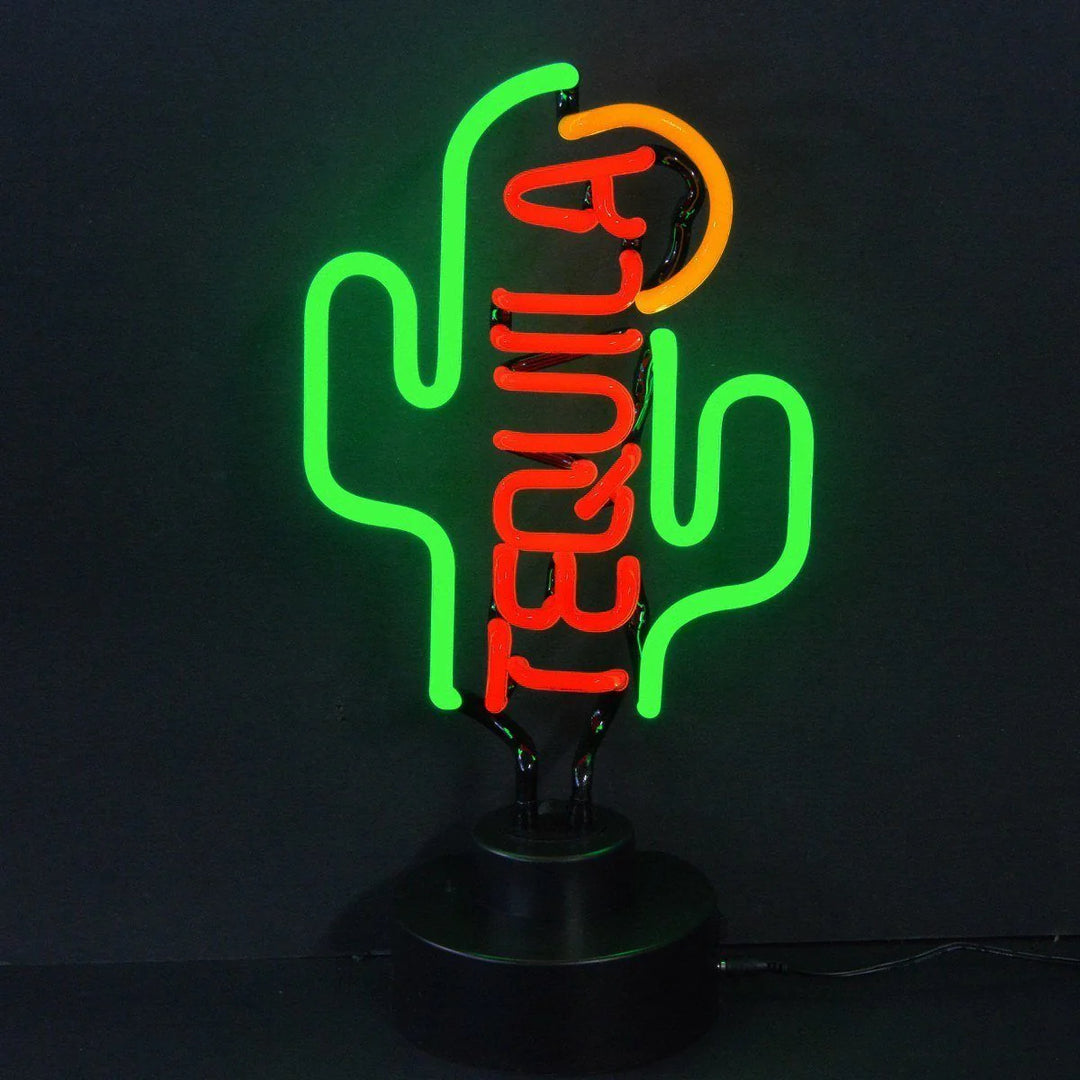"Tequila Cactus" Table Neon Sign, Glass Neon Sign