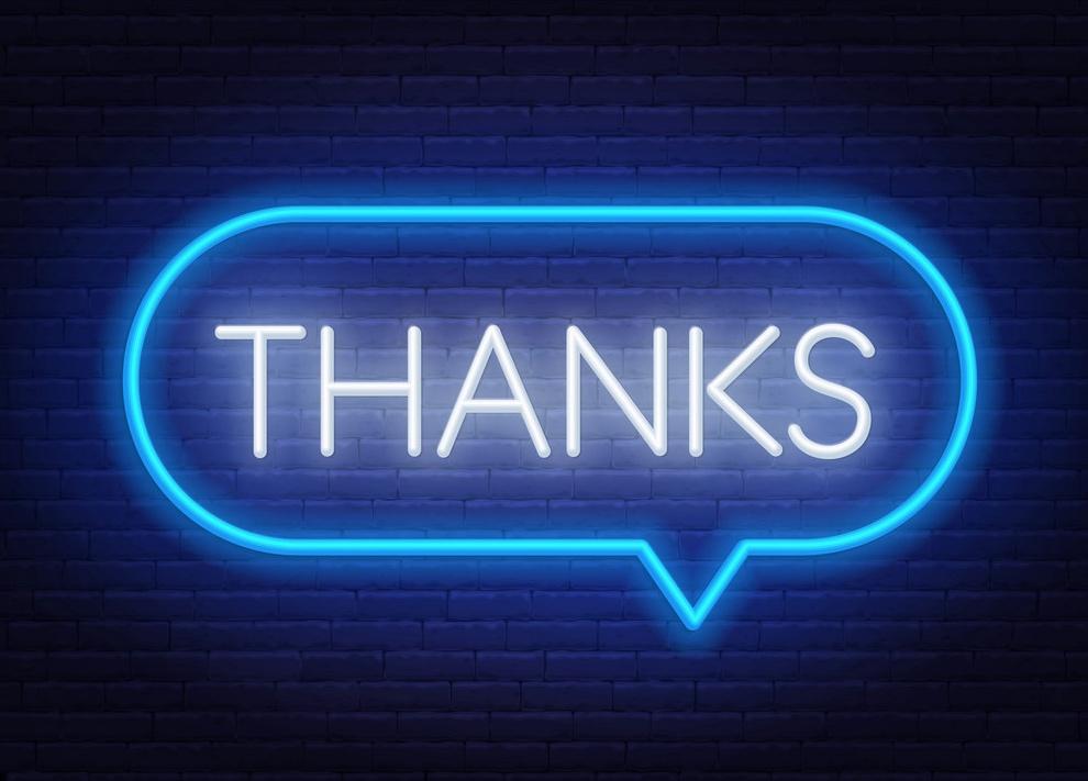 "Thanks" Neon Sign