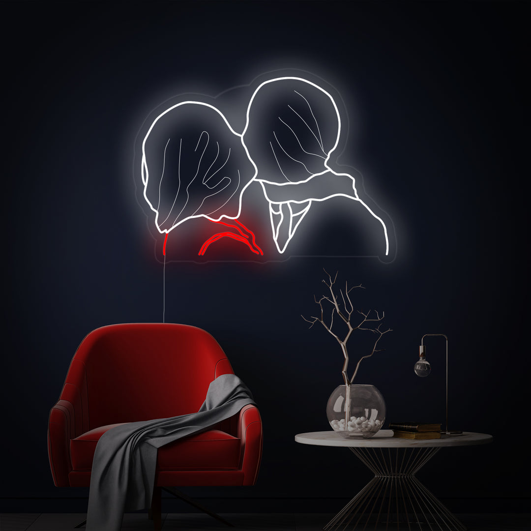 "The Lovers Rene Magritte" Neon Sign