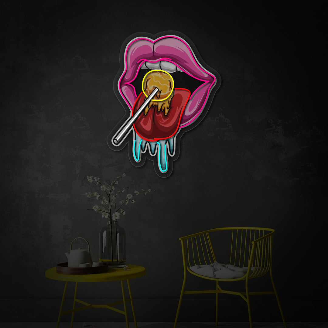 "Tongue Eat Candy" UV Print LED Neon Sign