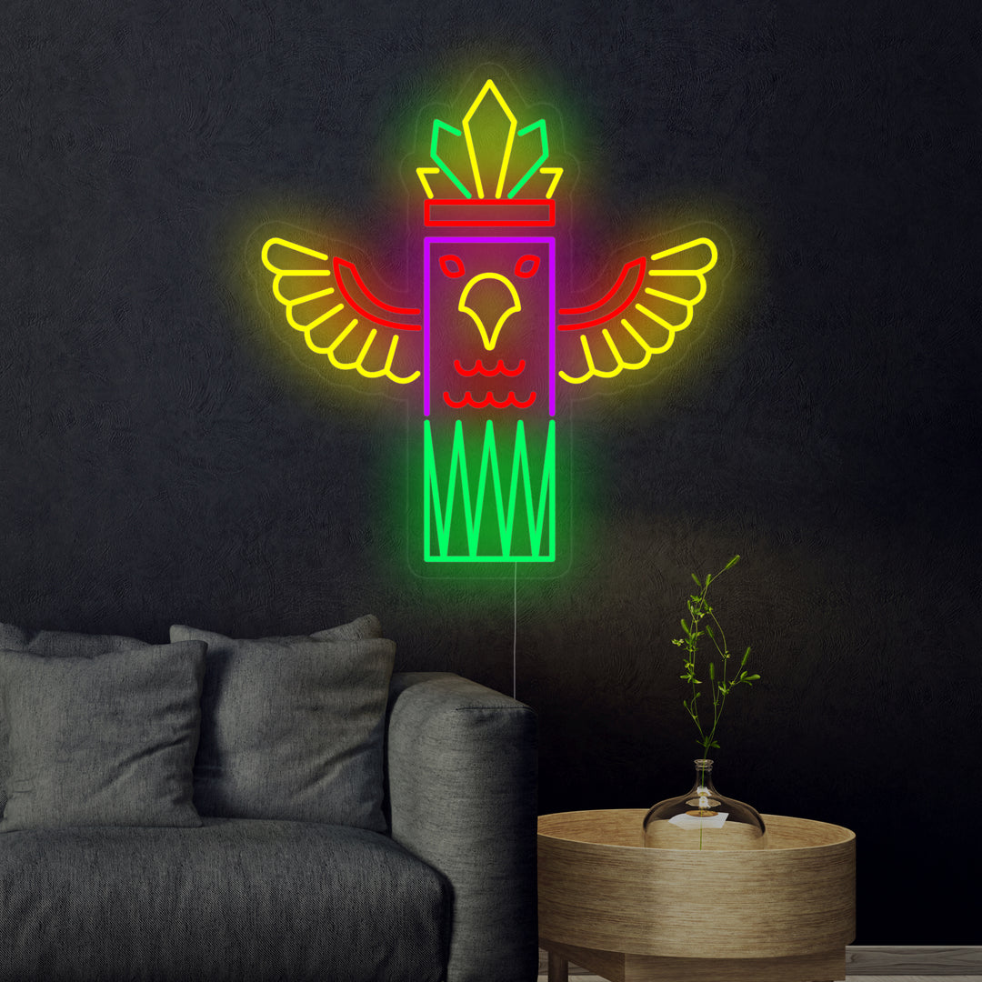"Totem Pole with Bird" Neon Sign