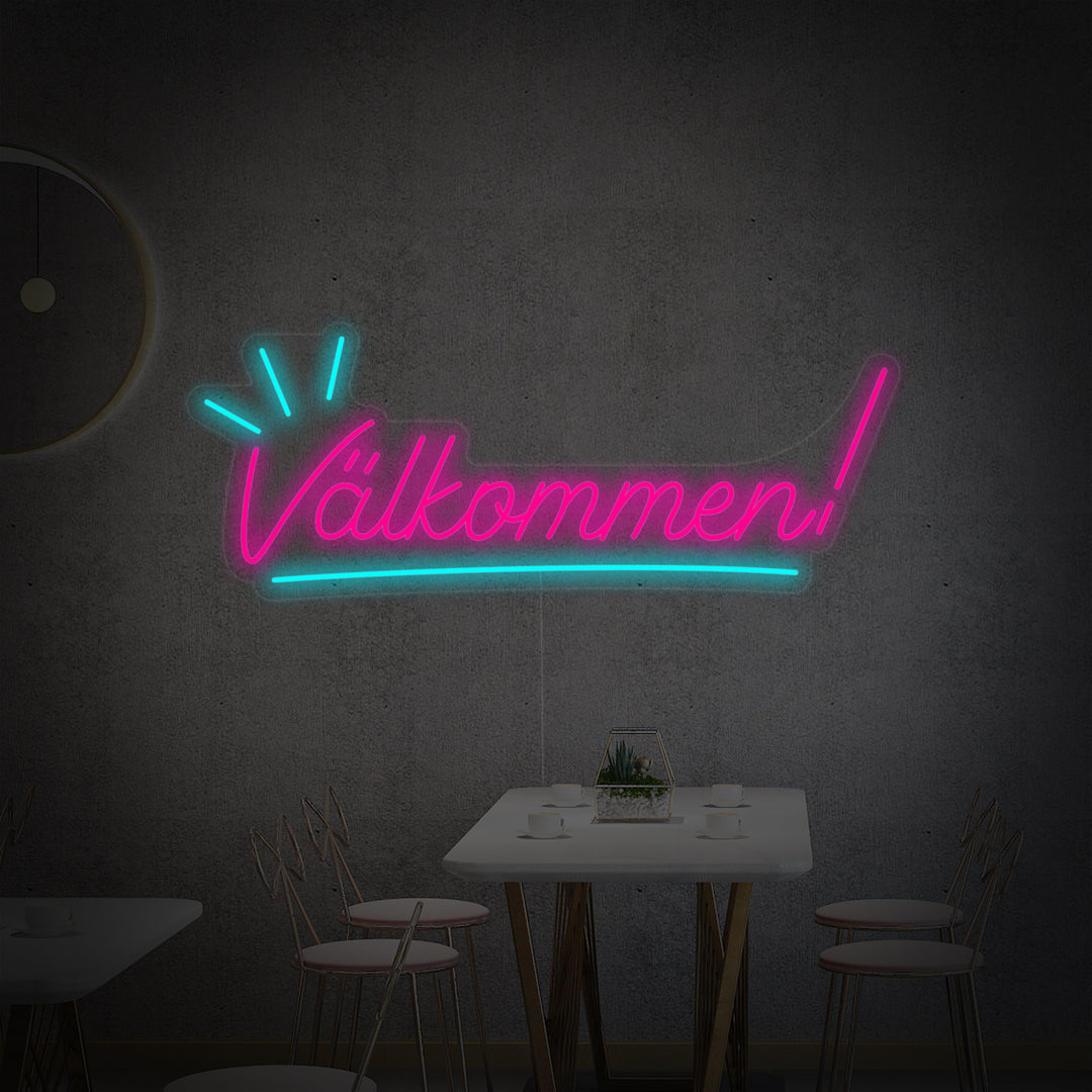 "Valkommen Welcome Swedish" Neon Sign