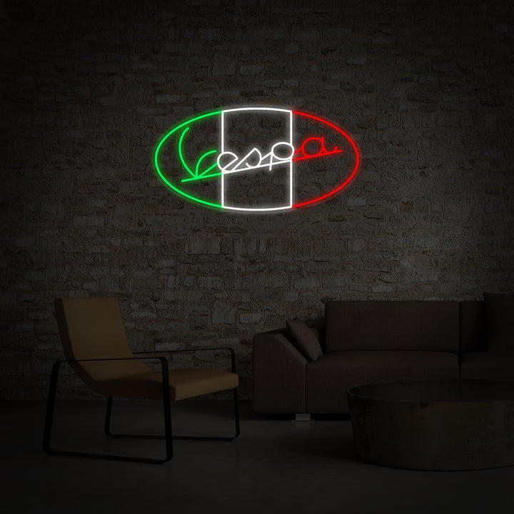 "Vespa Italian Motorcycle Logo" Neon Sign