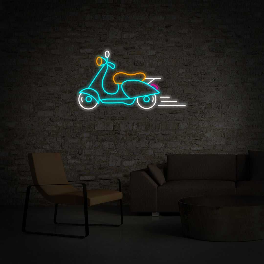"Vintage Vespa Motorcycle" Neon Sign