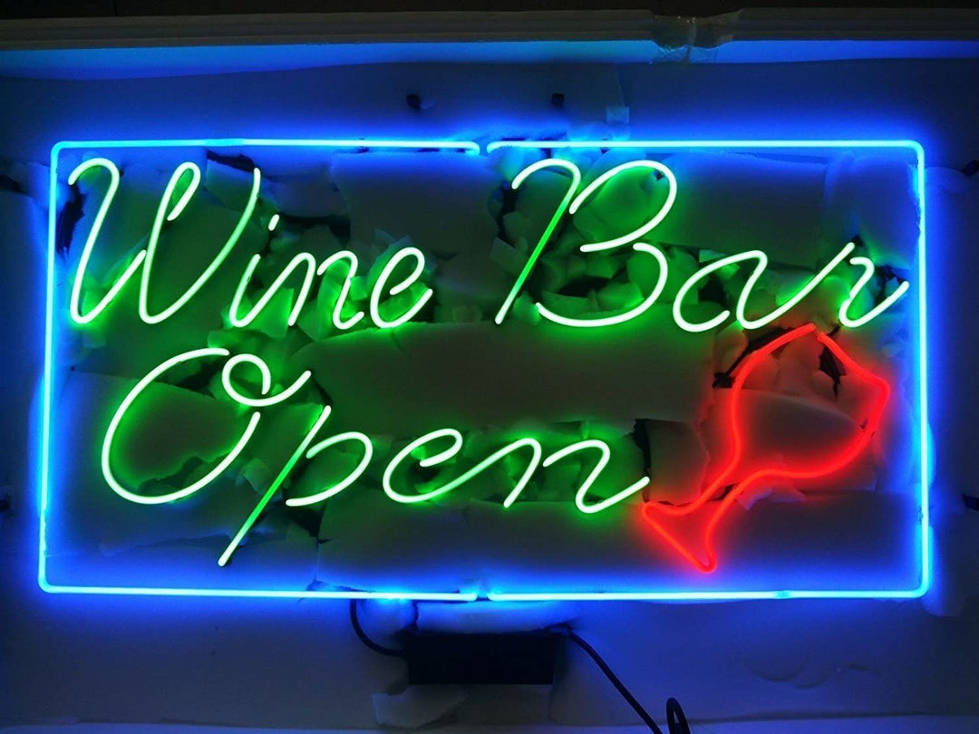 "Wine Bar Open" Neon Sign